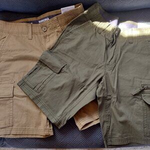 (2) Pairs - NEW SONOMA Men's Ripstop Cargo Shorts NWT 28" (waist) Small